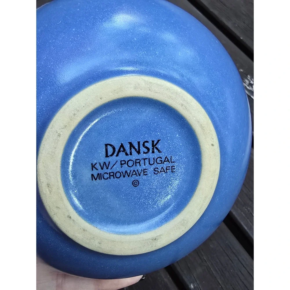 Vintage Dansk Mesa Sky‎ Blue Ceramic Bowl with Brown Edge -5in